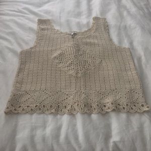 Joie Cream Colored Crocheted Top SZ L